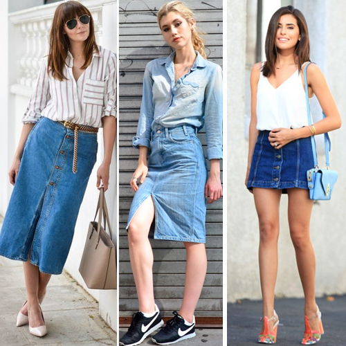 How to Style a Denim Skirt, way to wear denim skirt with stylish footwear,  
what shoes to wear with denim skirts,  style guide,  how to style a denim skirt,  fashion accessories,  fashion tips,  ifairer