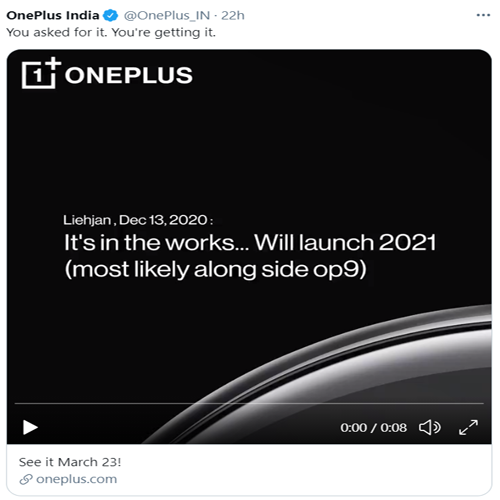 New OnePlus Watch is going to be Launch on March 23, oneplus 9, oneplus watch, oneplus, price rate of oneplus 9 and oneplus watch