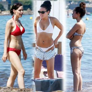 Bikini babes hit the beach