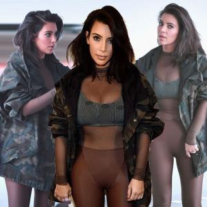 Kim's Bizarre outfit at Kanye's fashion show
